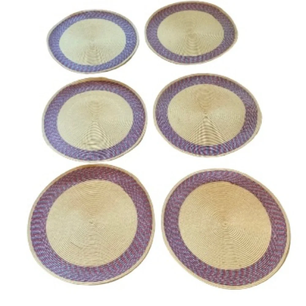 SONOMA Round Braided Placemats  Set of 6 Red and Blue Colorful 15